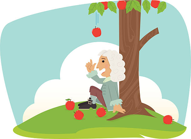 Newton getting hit on the head by an apple